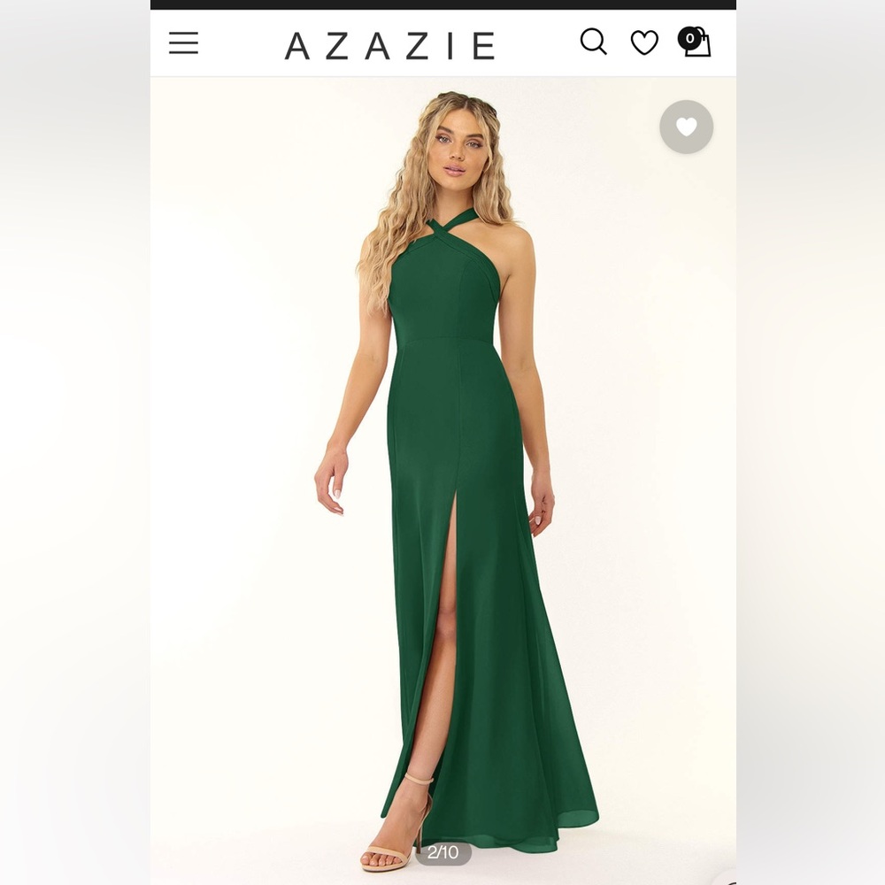 Azazie Dark Green halter dress